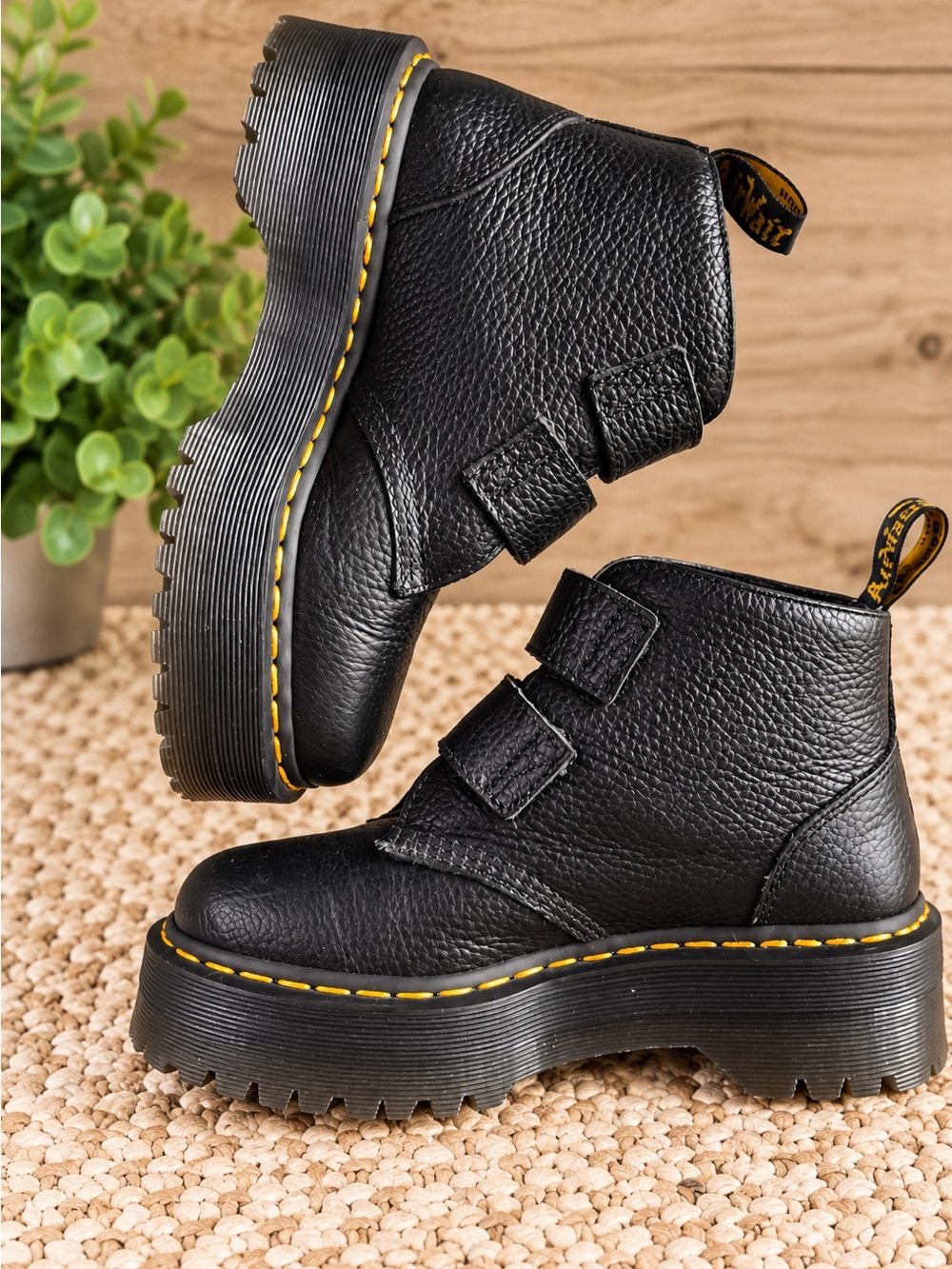 Dr. Martens Black Leather Platform Ankle Boots